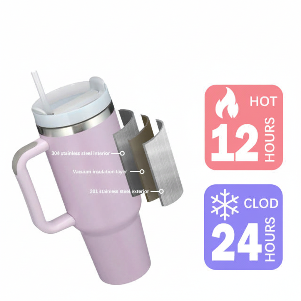 H2.0 Custom Engraved H2.0 40oz Stainless Steel Vacuum Tumbler Comfortable Handle - Photos