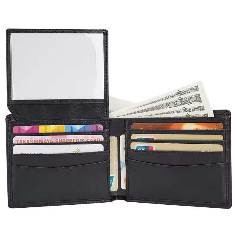 Custom Engraved RFID Blocking Leather Wallet - Personalized