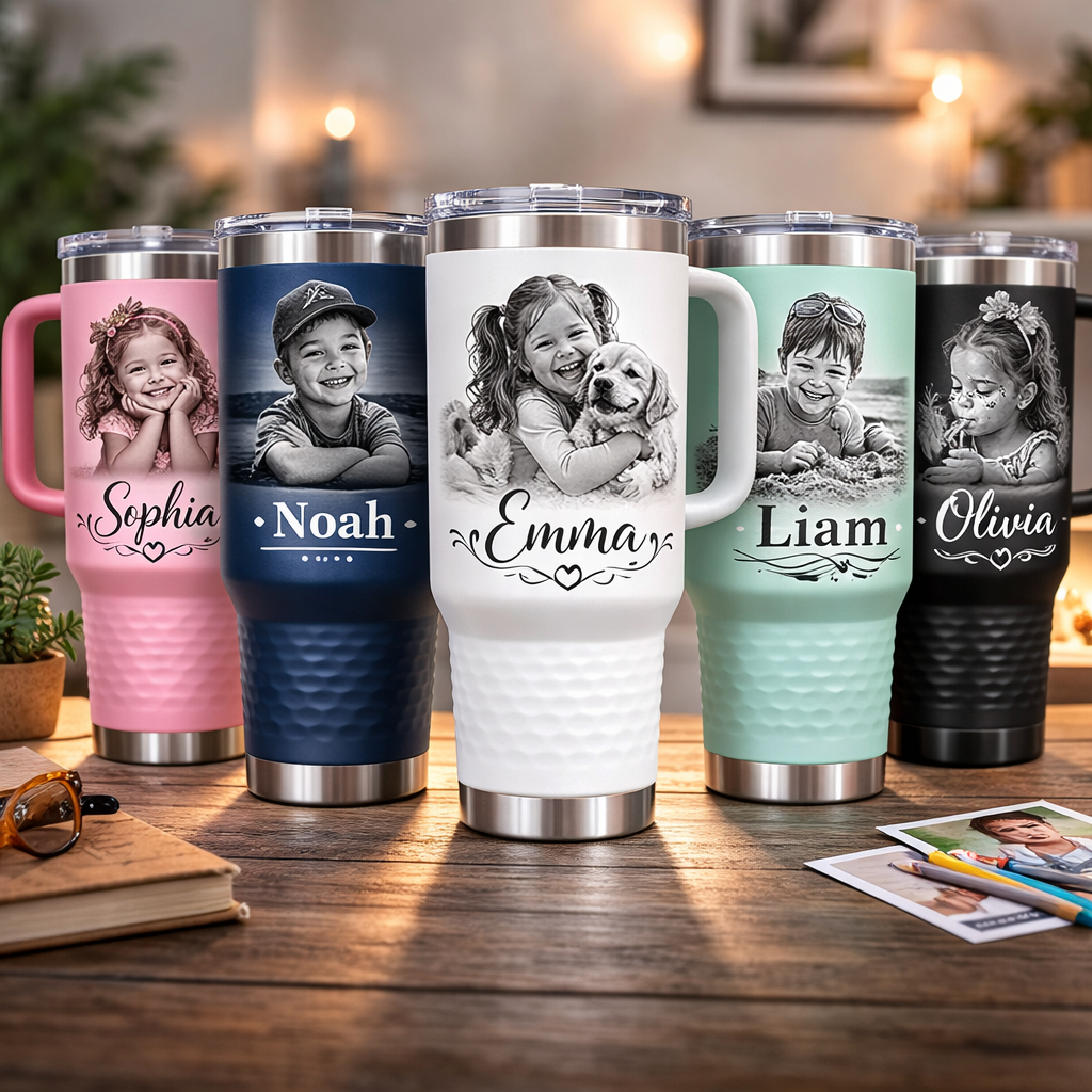 H2.0 Custom Engraved H2.0 40oz Stainless Steel Vacuum Tumbler Comfortable Handle - Photos