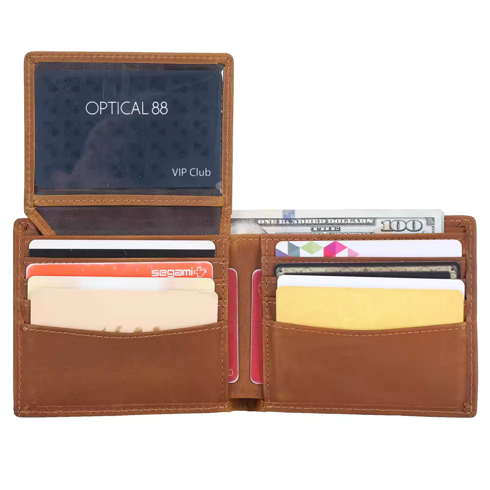 Custom Engraved RFID Blocking Leather Wallet - Personalized