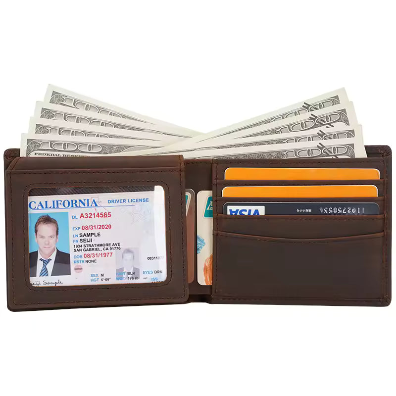 Custom Engraved RFID Blocking Leather Wallet - Personalized