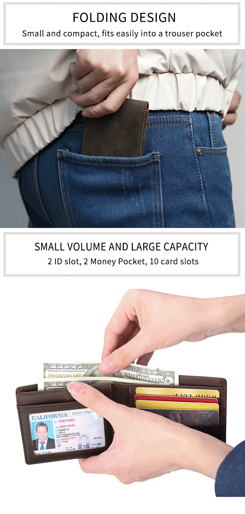 Custom Engraved RFID Blocking Leather Wallet - Personalized