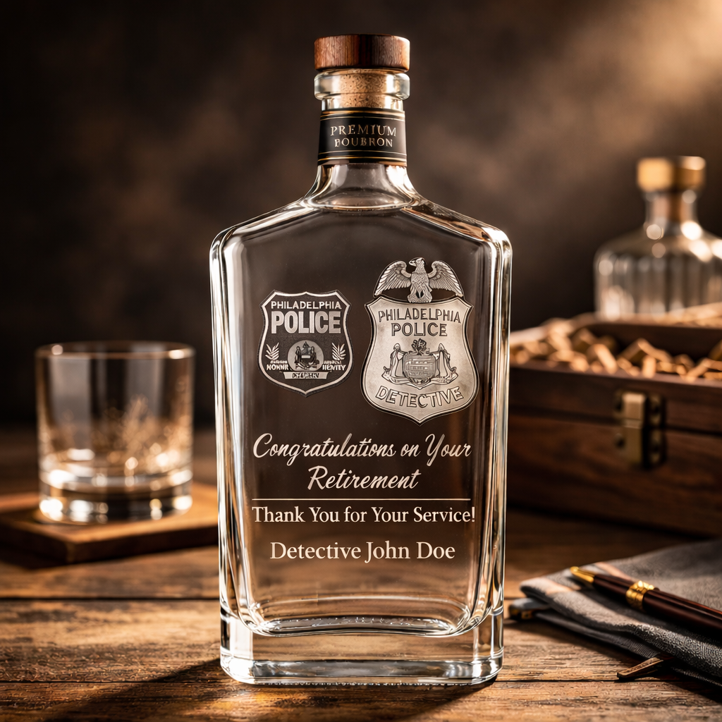 Custom Special Occasion  Engraved Bourbon Bottle - Police Retirement
