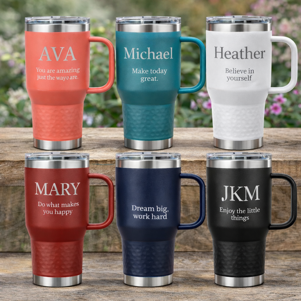 H2.0 Custom Engraved H2.0 40oz Stainless Steel Vacuum Tumbler Comfortable Handle - Personalized