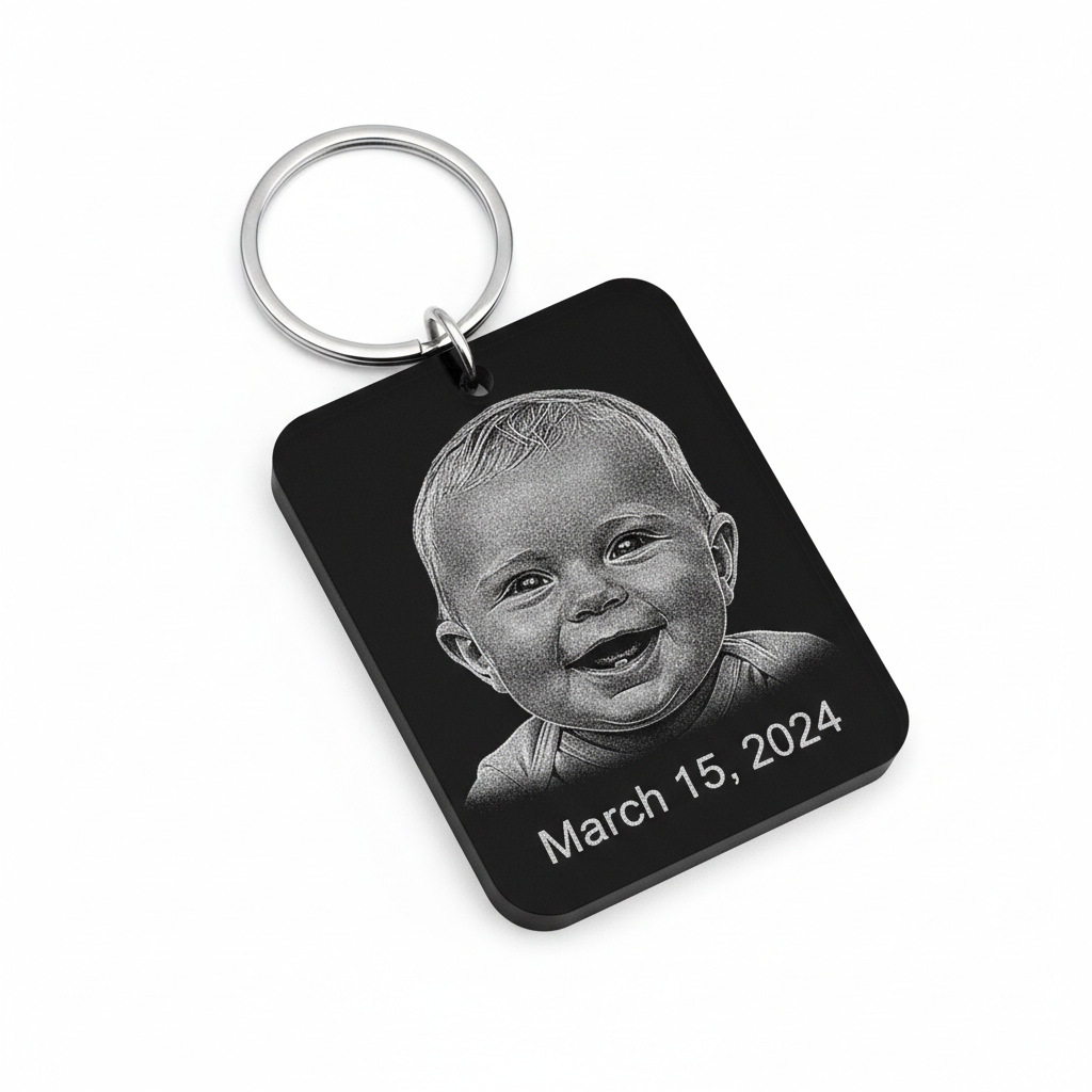 Custom Laser Engraved Photo Acrylic Keychain - Personalized Picture Keychain