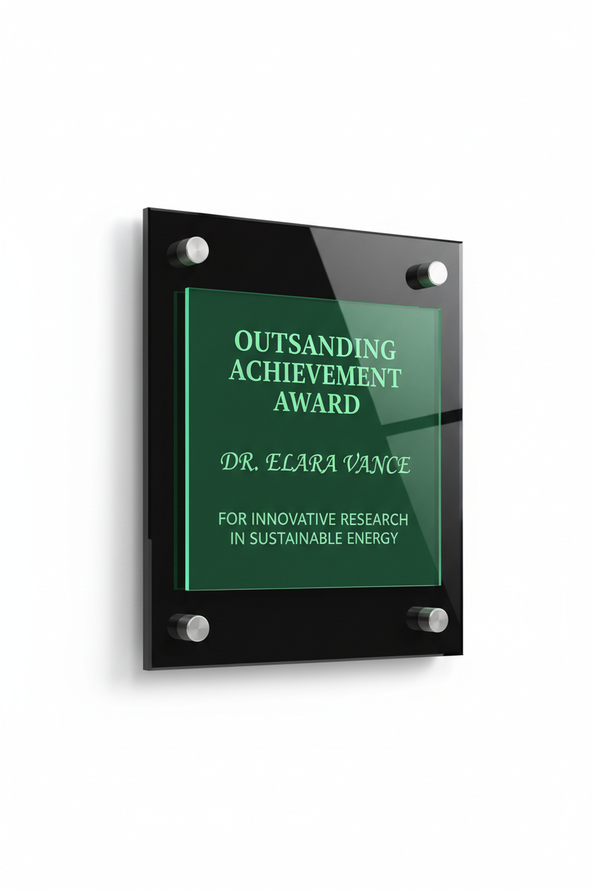 Outstanding achievement plaque - green acrylic